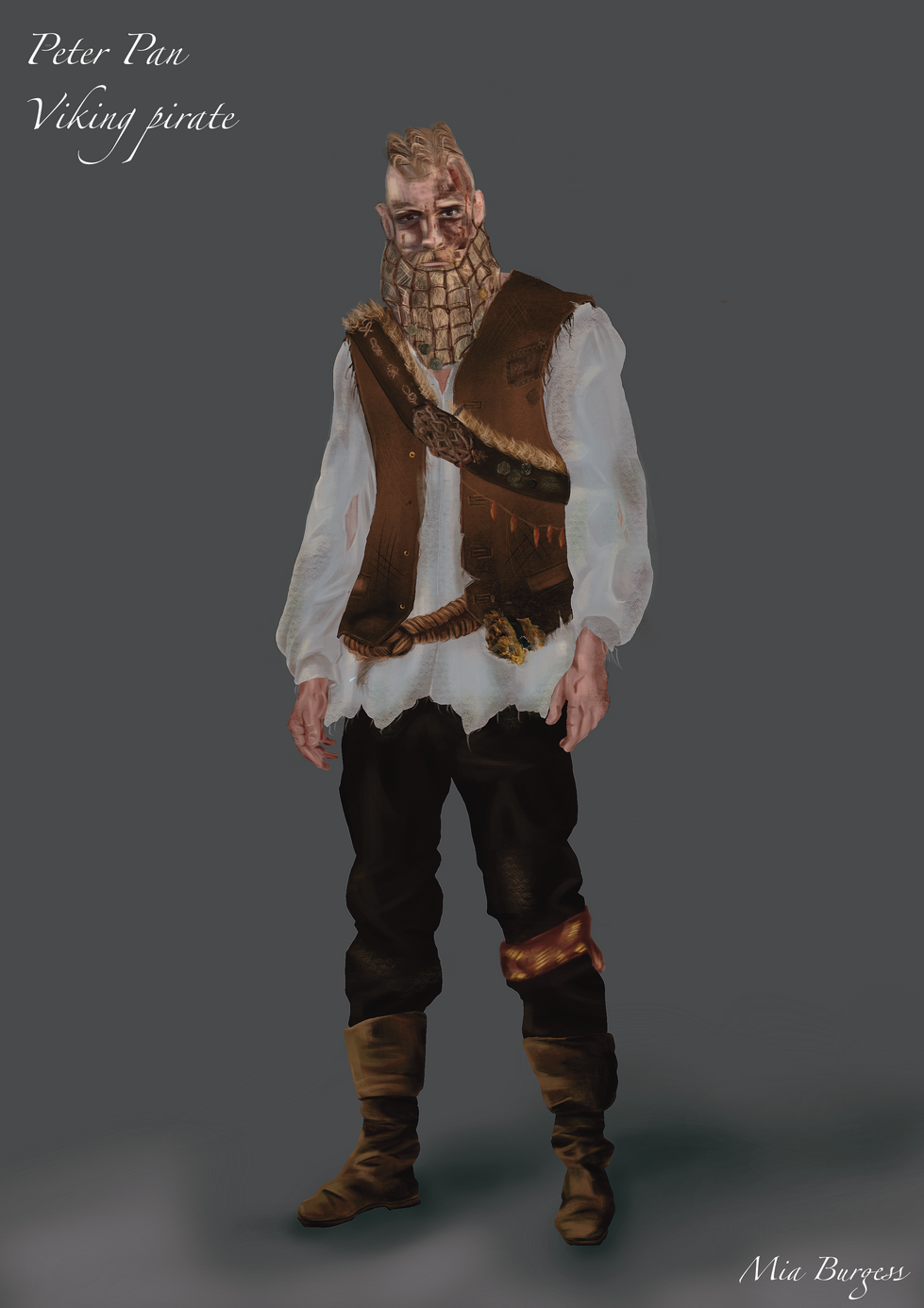 Photoshop rendered costume design illustrations for Sisata open air theatre production of Peter Pan
