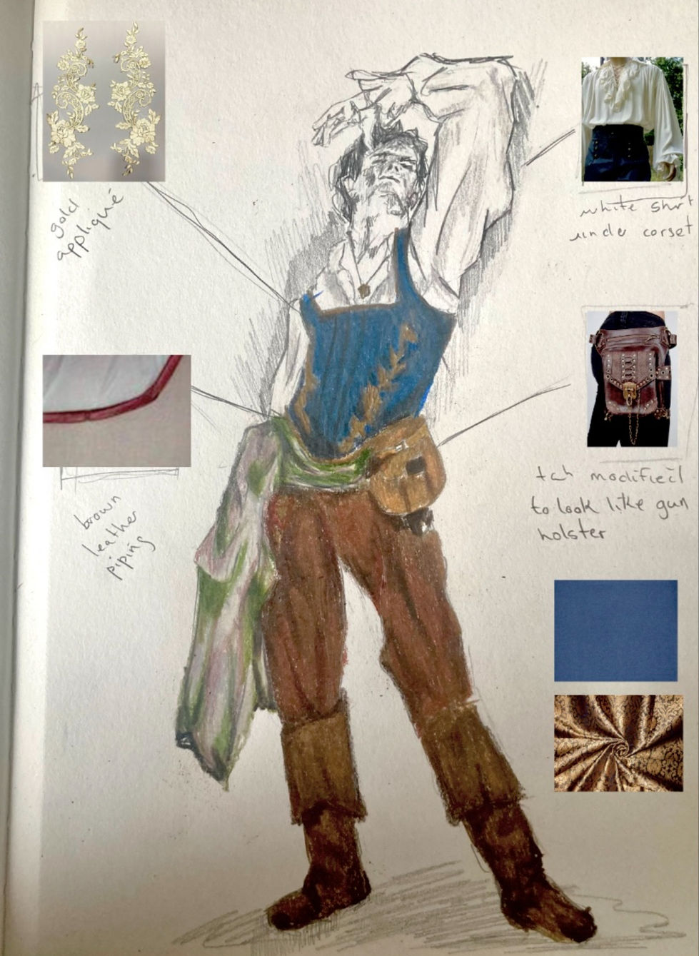 Costume sketch for 18th century corset