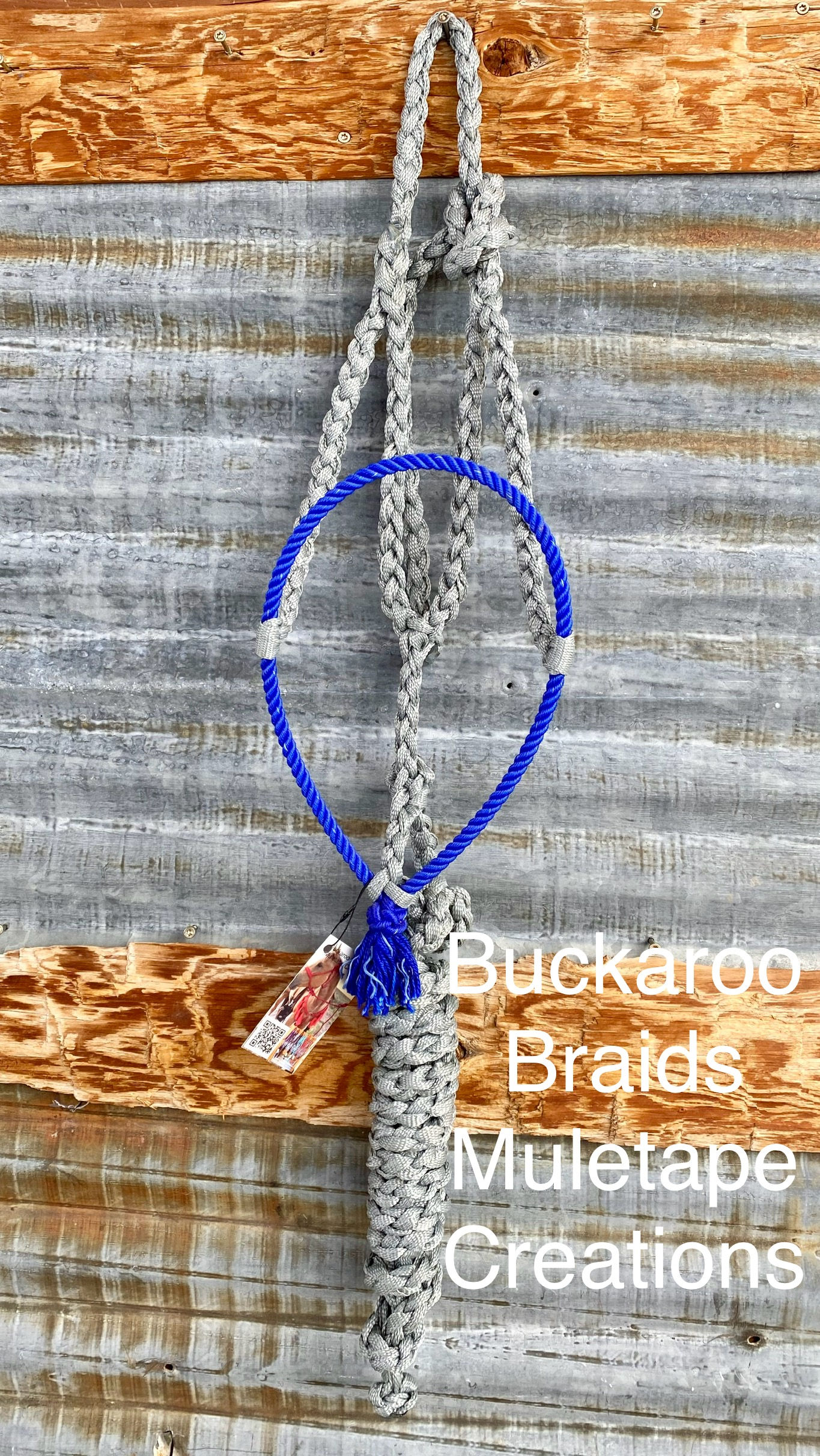 Royal blue and grey rope nose halter 