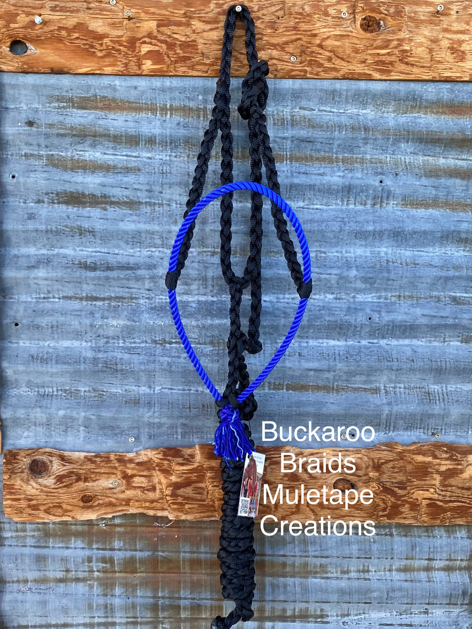 Black and royal blue rope nose halter 