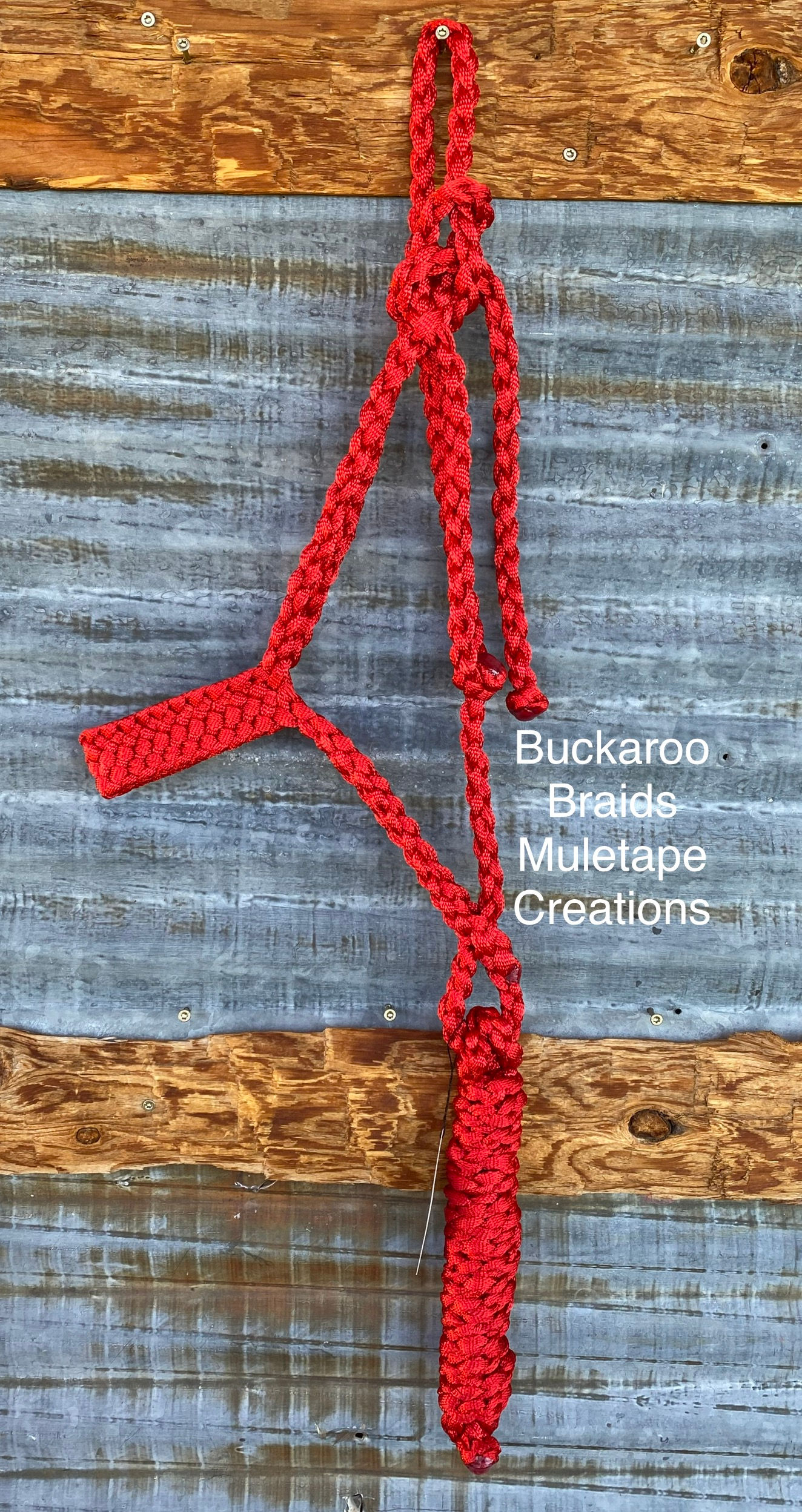 Red all braided Muletape halter
