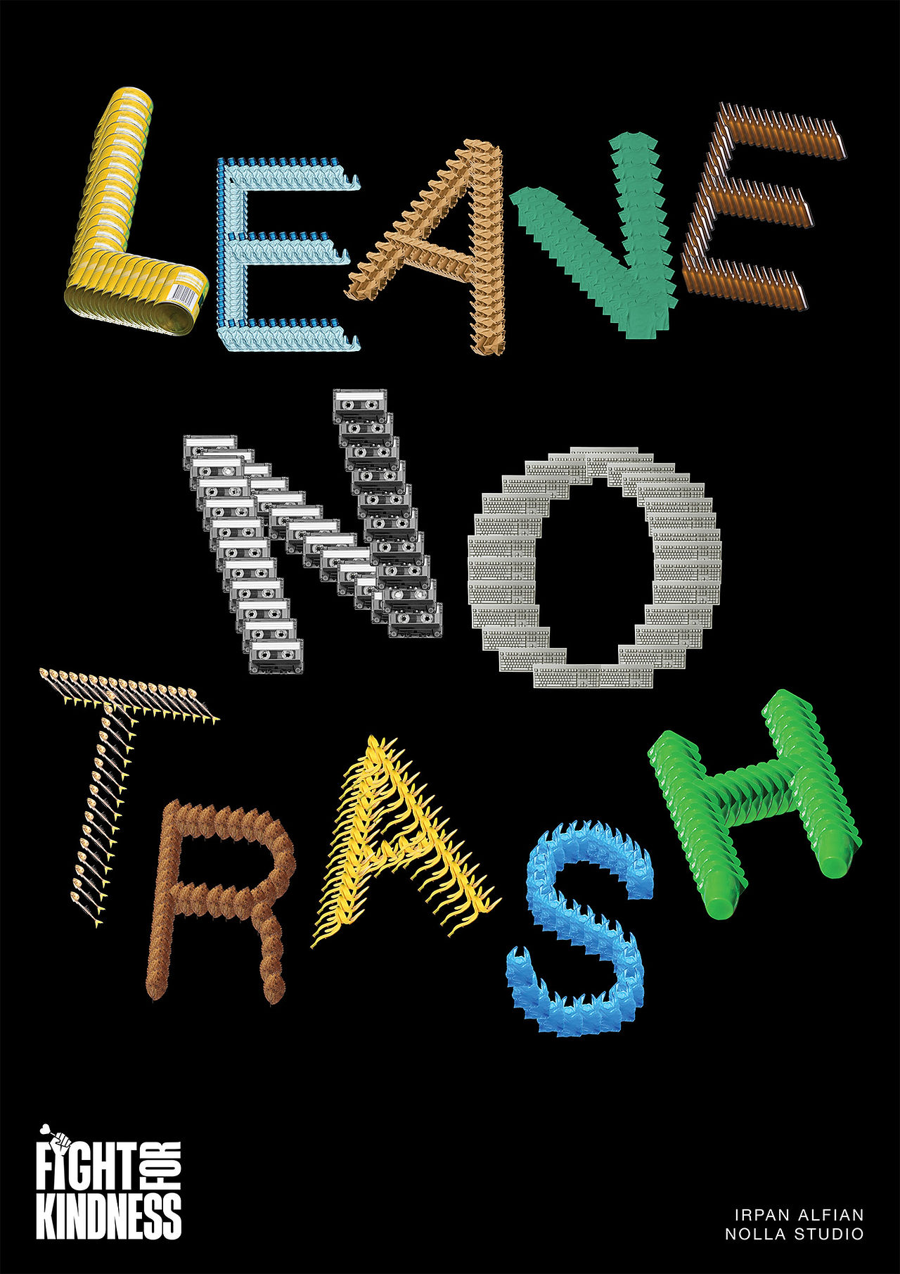 striking poster by Nolla Studio and Irpan Alfian highlighting Bandung's waste management challenges