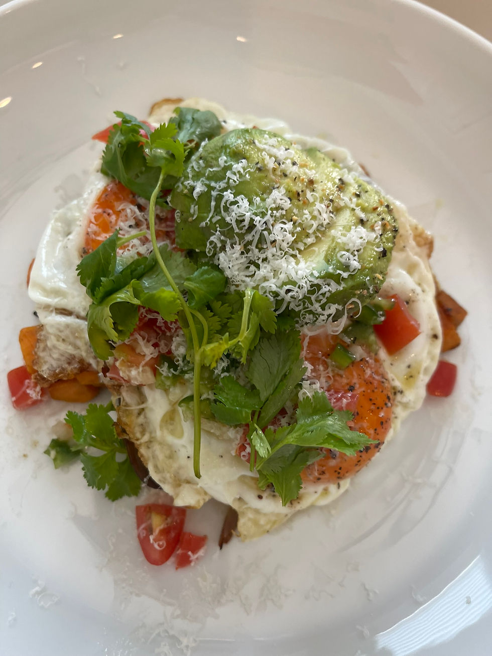 Simple Sweet Potato Hash & Crispy Fried Eggs 