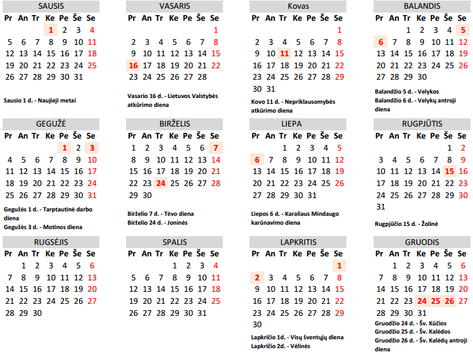 Valstybinės šventės (nedarbo dienos) 2026 metais