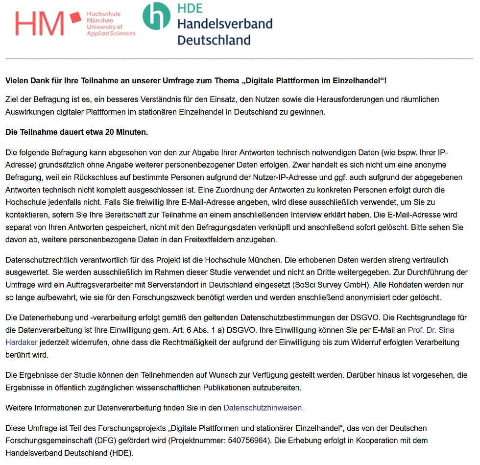 Deutschlandweite Einzelhändler-Befragung online!