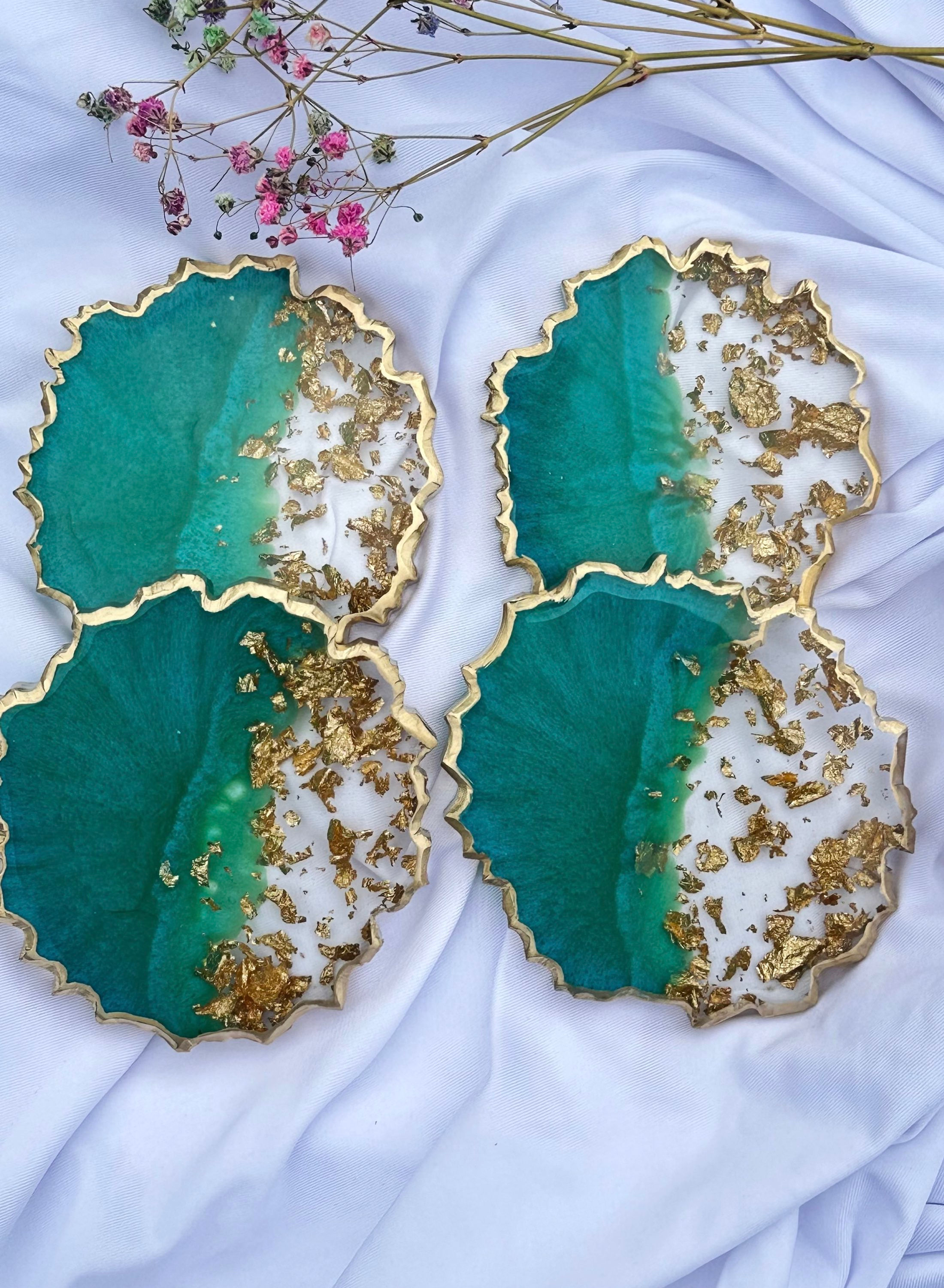 Teal and Gold Mini Duo Coasters