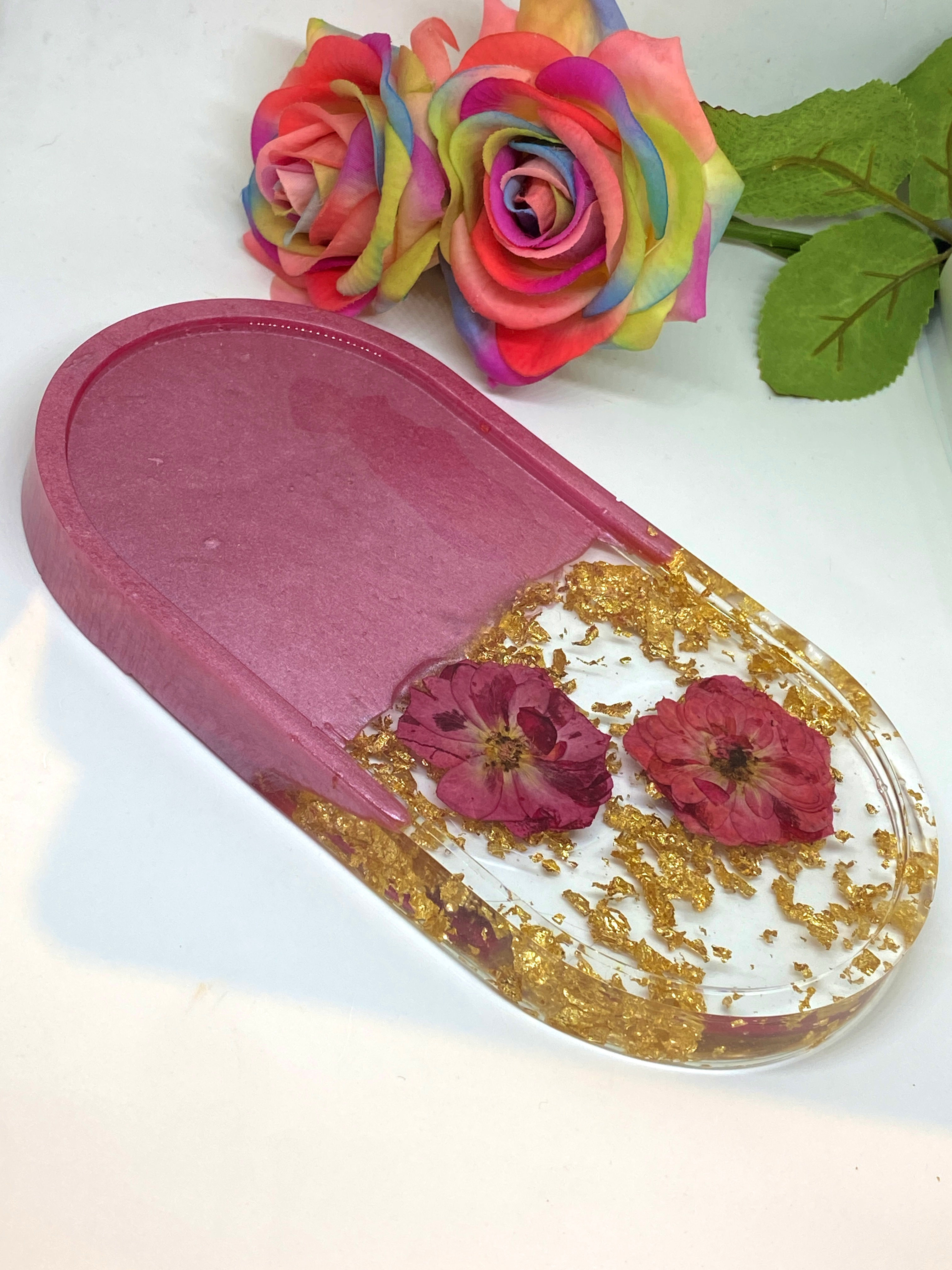 Duo Flower Trinket Tray - Pinks
