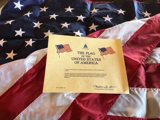 Flag Flown Over the U.S. Capitol Dedicated to Enhancing U.S.-Libya Relations