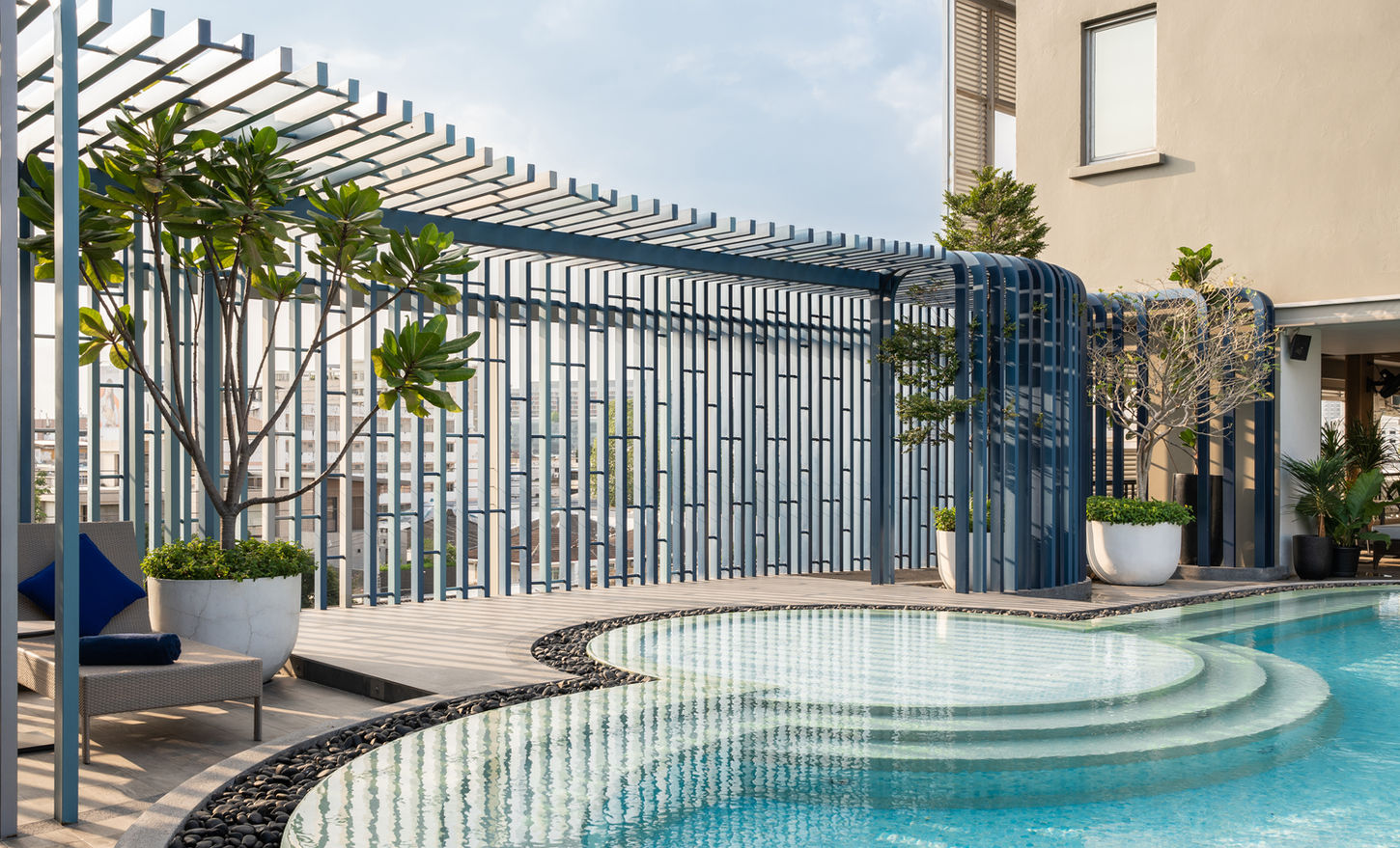 Rooftop landscape with reflective pool at Casa 17 Hotel Pattaya
