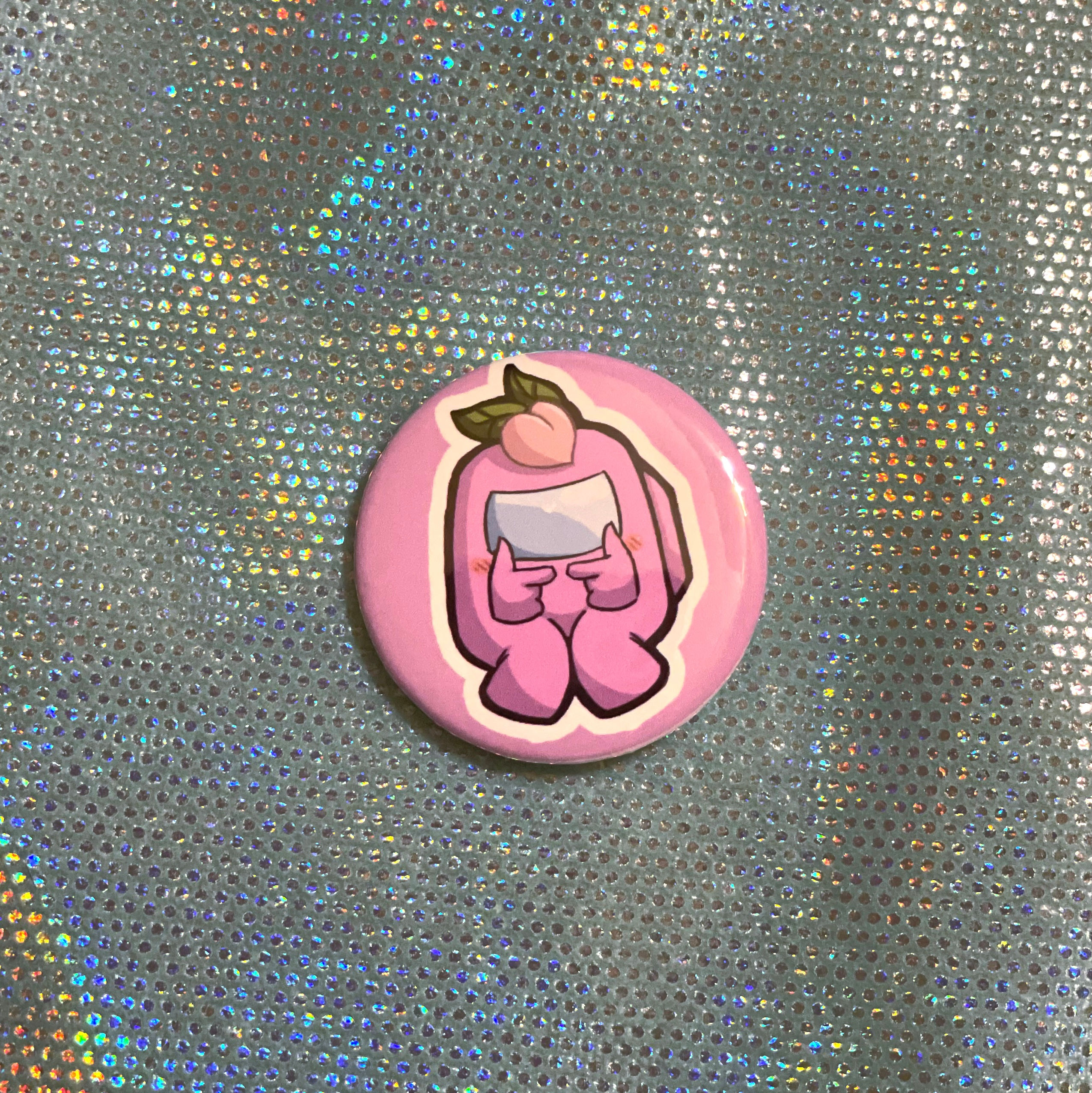 “Peach Crewmate” 1.5 inch Button 