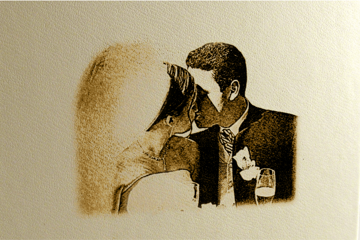 Laser Etched Photo in Leather