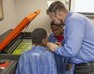 Students using laser