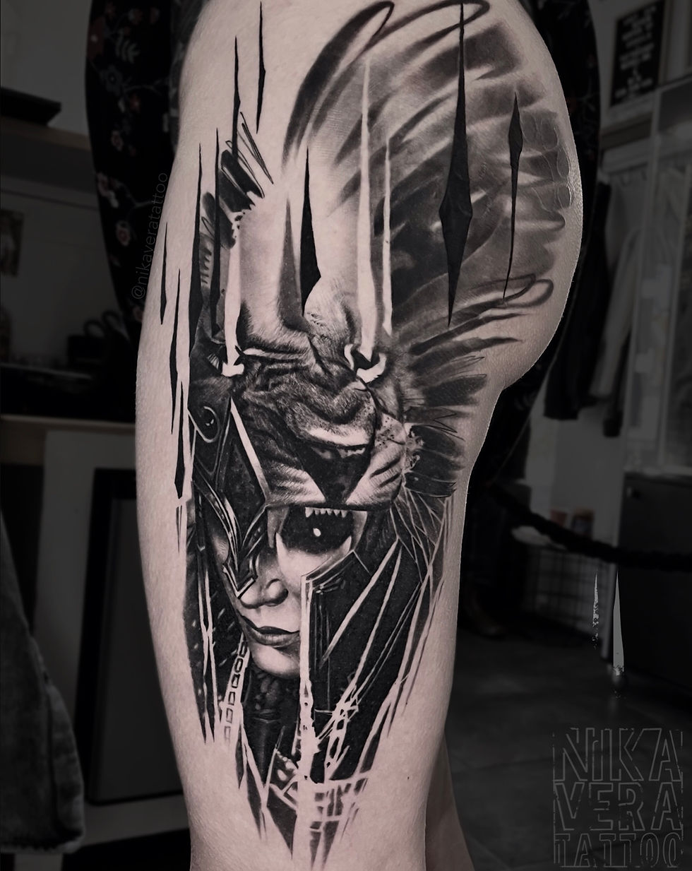 custom design warrior tattoo on tight