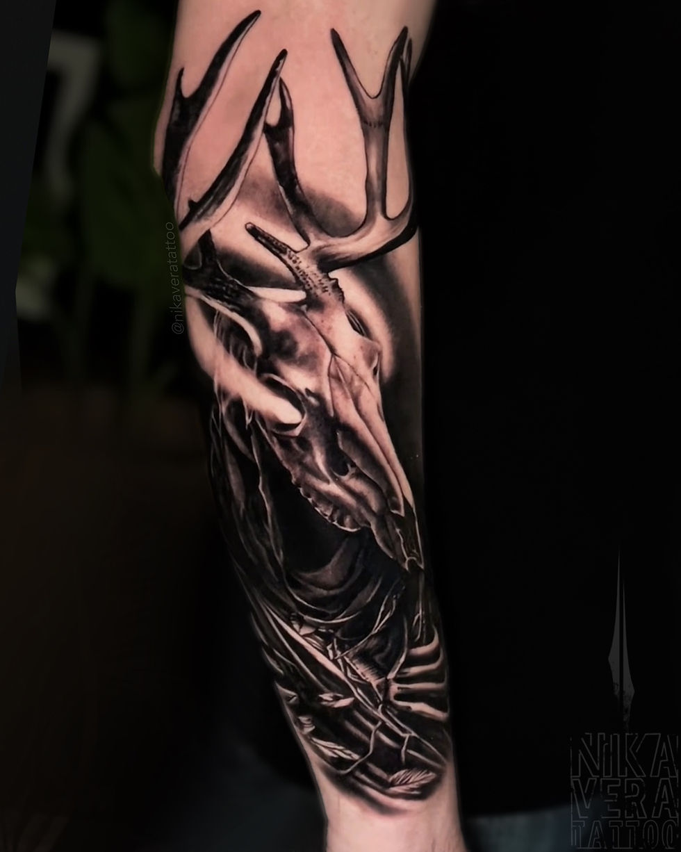 witchers leshen tattoo on forearm