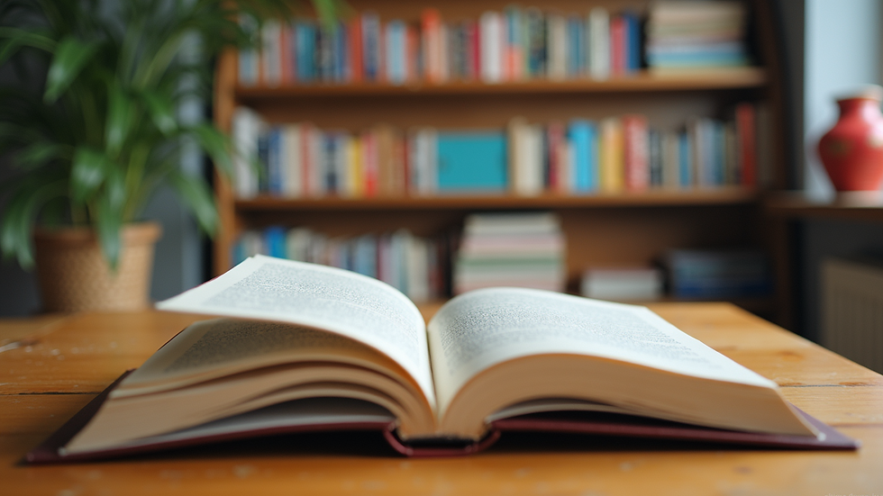 Eye-level view of a captivating book cover design featuring vibrant colors and bold typography