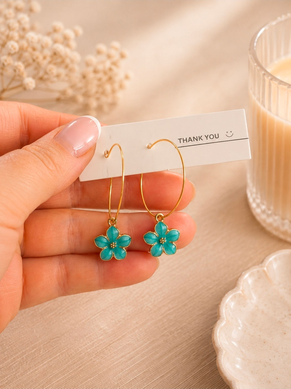 Thumbnail: Cherry Blossom Flower Hoop Earrings