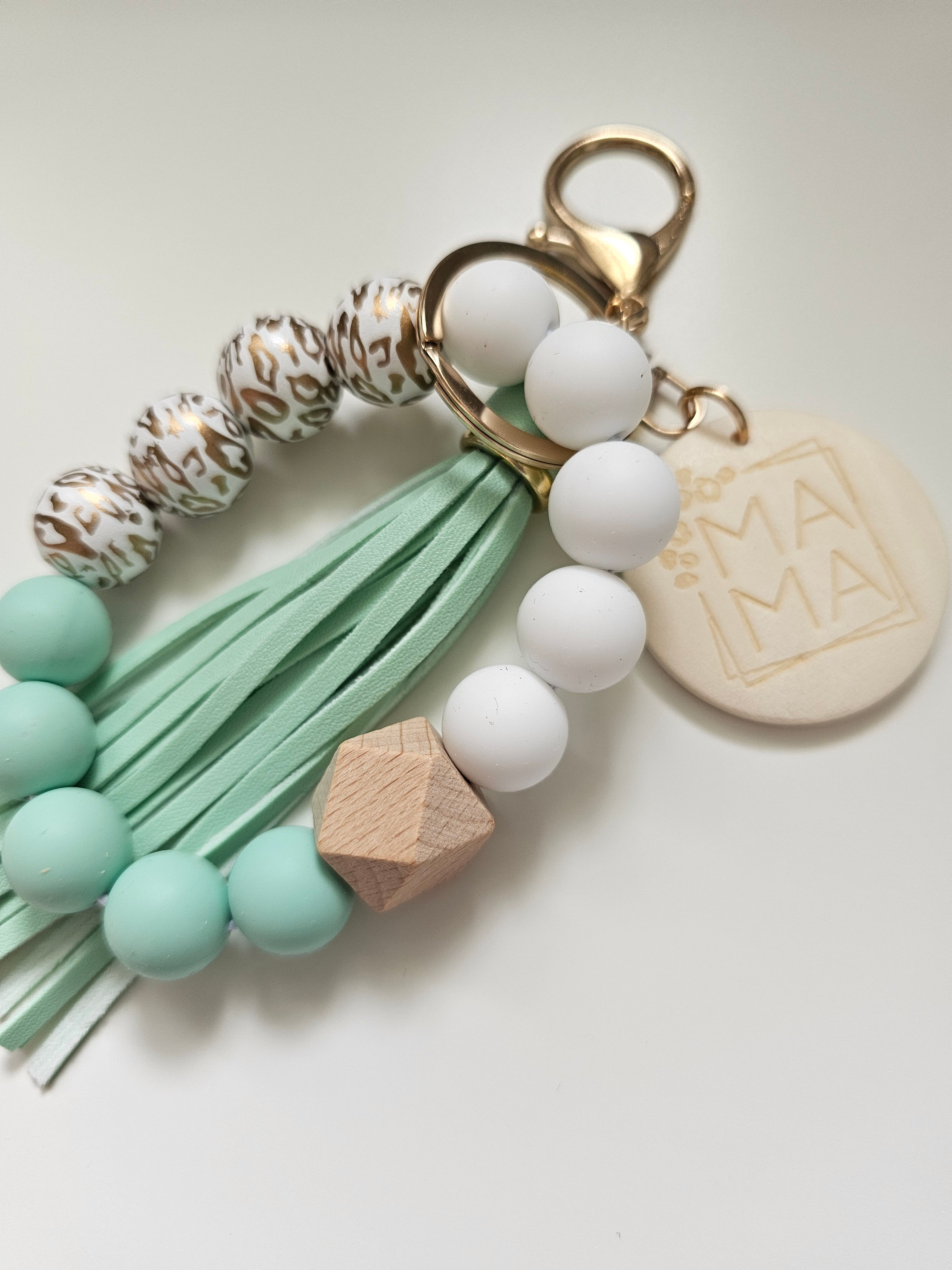 Boho Leopard Mama Wristlet Mint