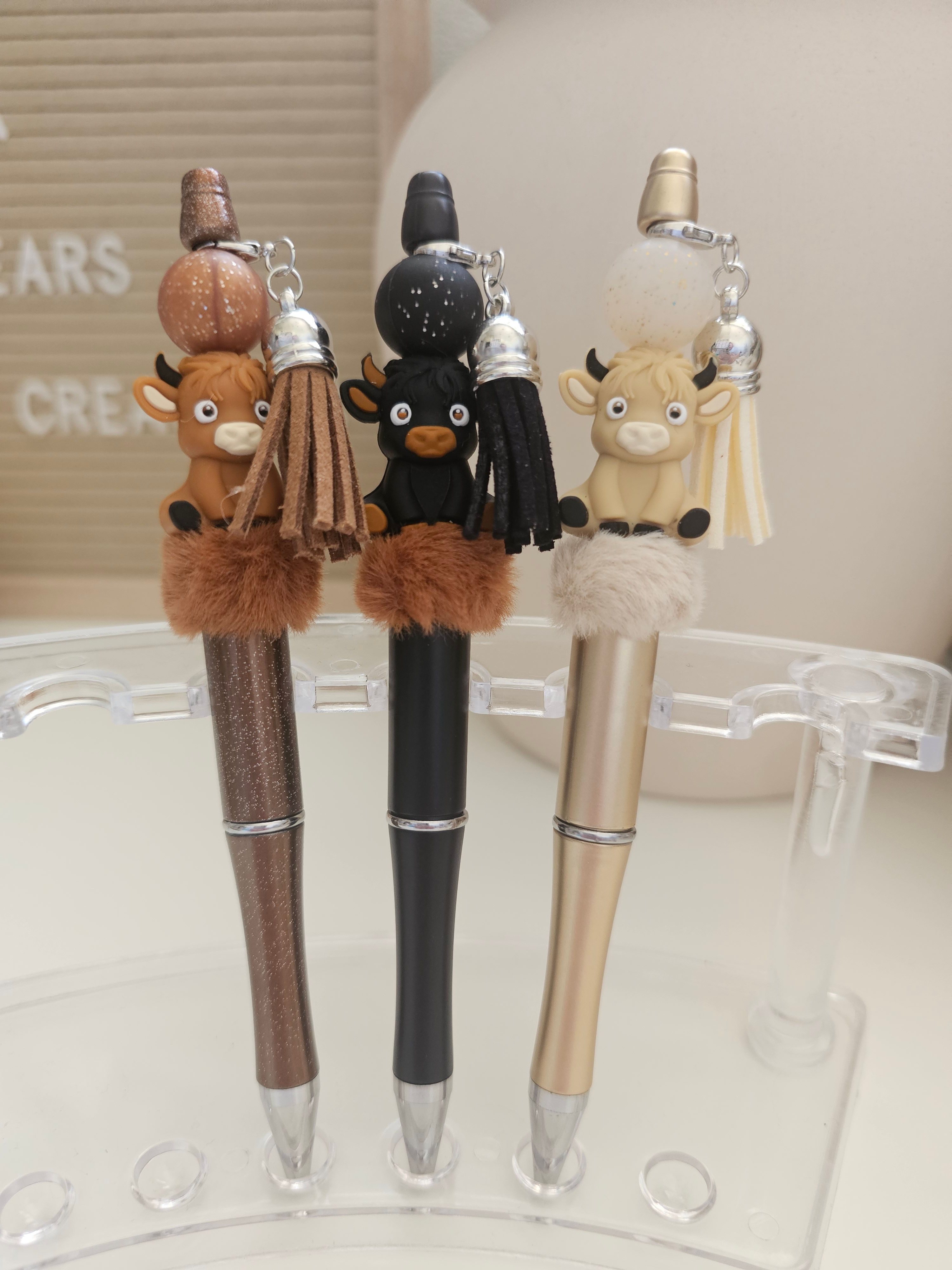 Highland Cow Beaded Pens