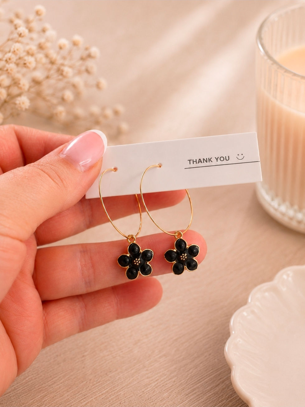 Thumbnail: Cherry Blossom Flower Hoop Earrings