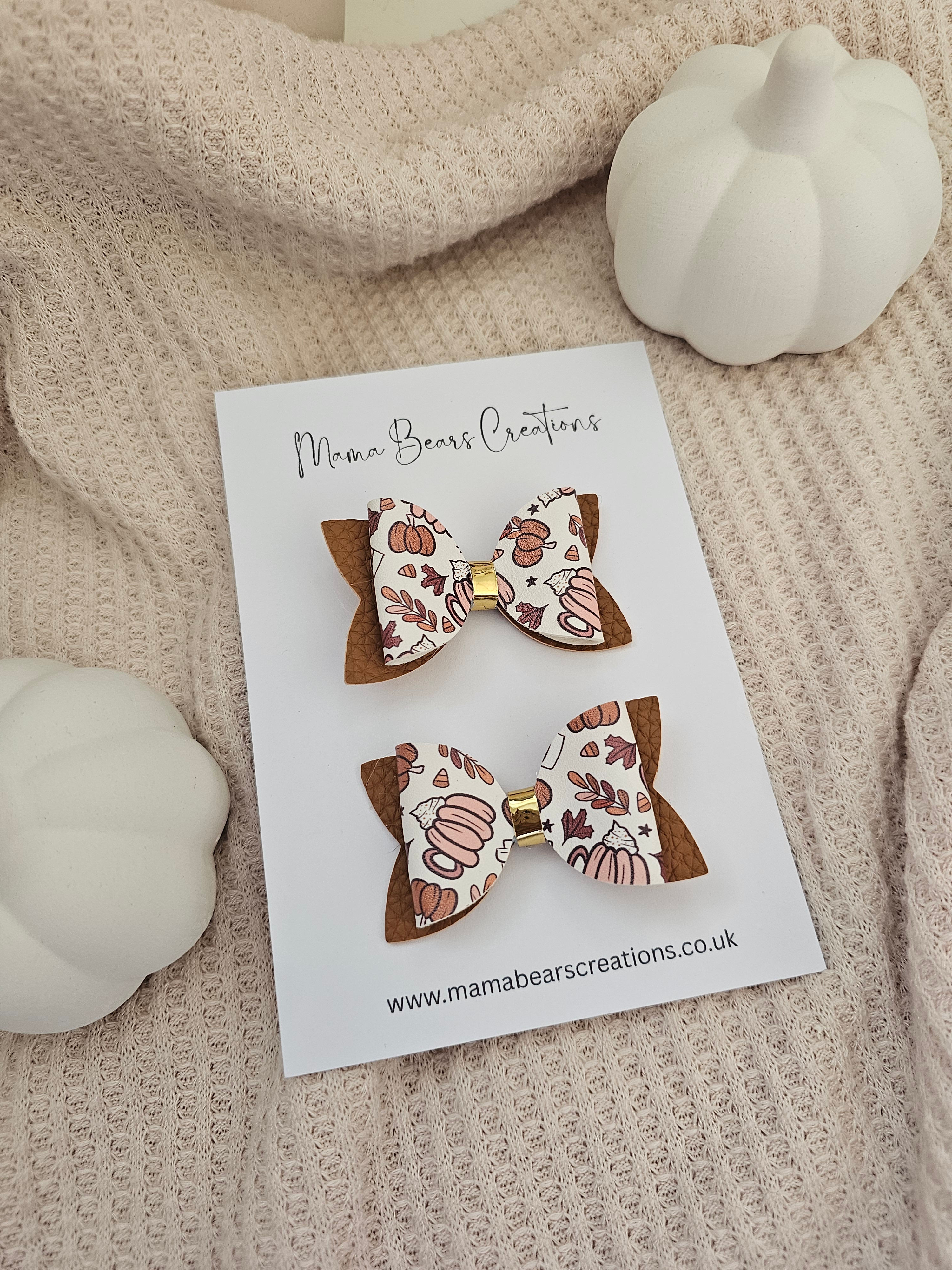 Pumpkin Spice Pigtail Bows