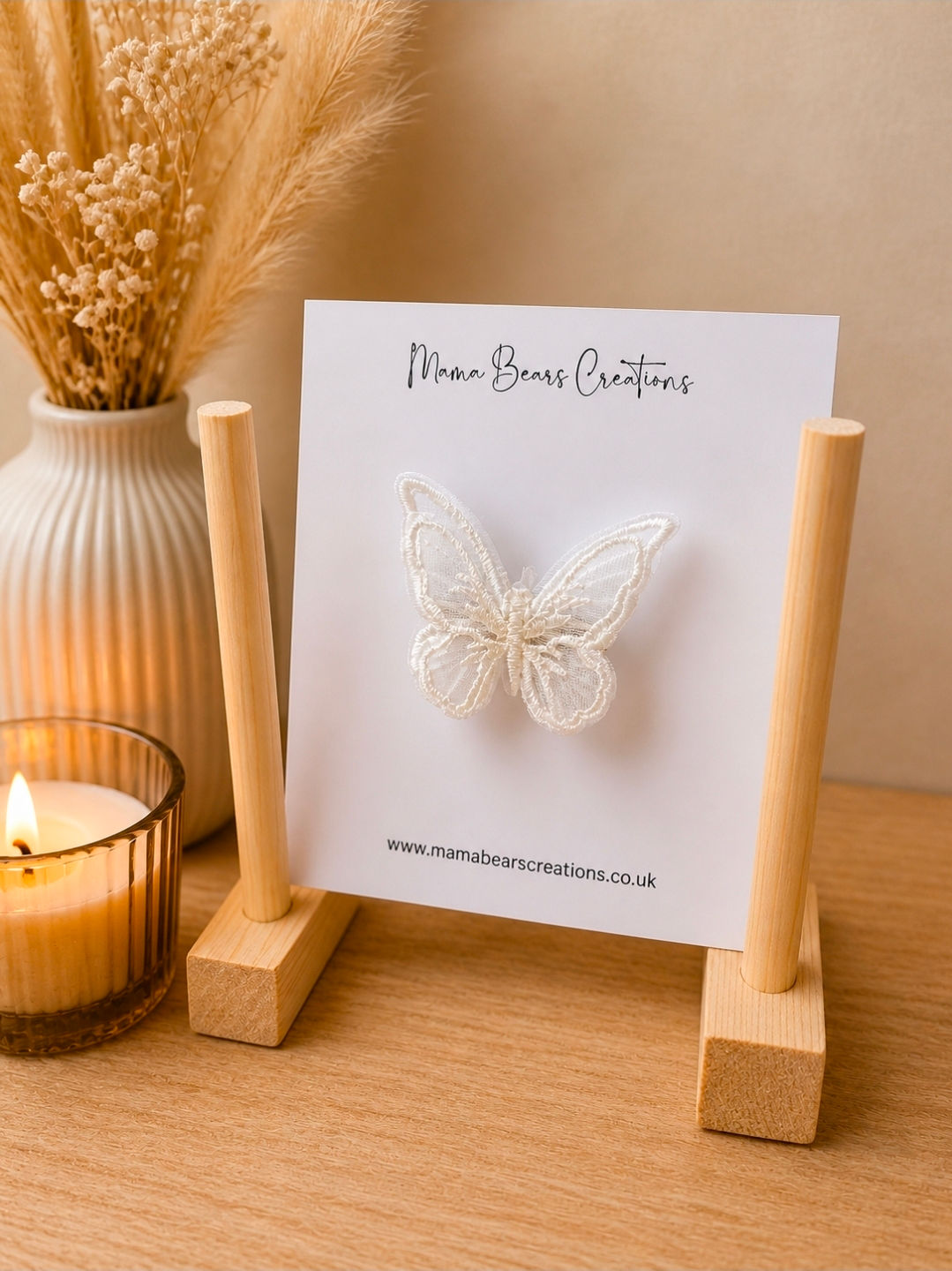 White Lace Butterfly Clip