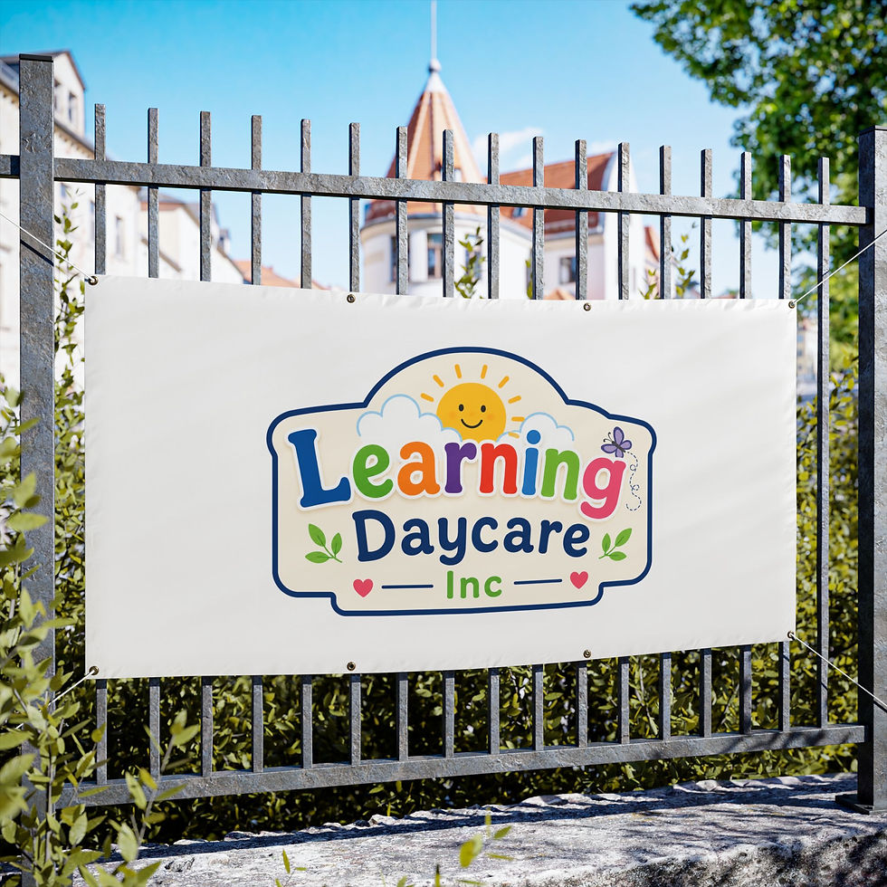 Miniatura: Daycare Vinyl Banner – Colorful "Learning Daycare Inc" Outdoor Sign