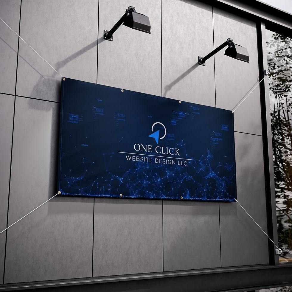 Thumbnail: Custom Branded Vinyl Banner - One Click Website Design Logo Outdoor Signage