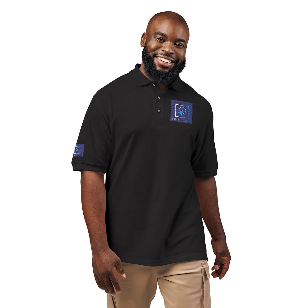 Miniatura: Embroidered Blue Sequined Dolphin Polo Shirt