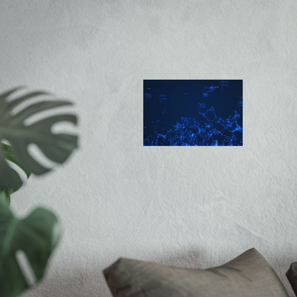 Miniatura: Digital Network Art Poster — Blue Data Connection Wall Art