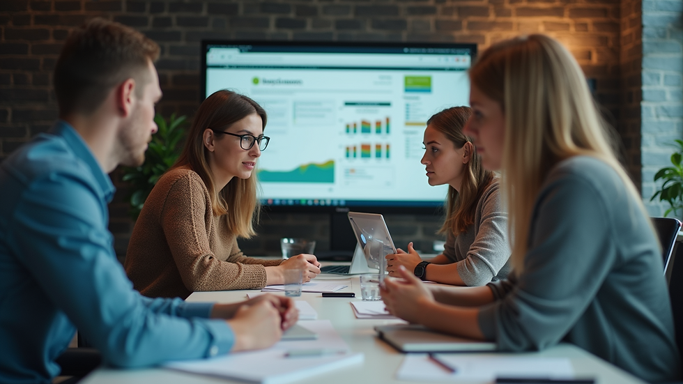 Eye-level view of a website design team brainstorming