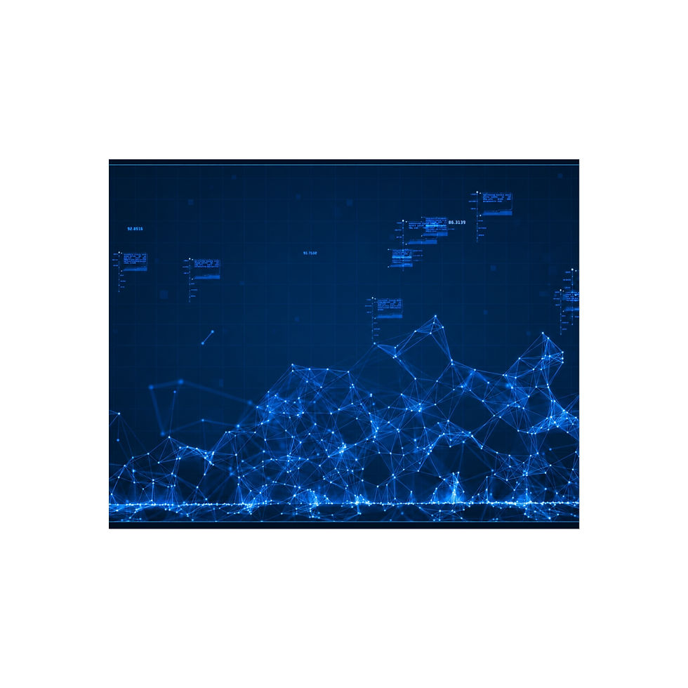 Miniatura: Digital Network Art Poster — Blue Data Connection Wall Art