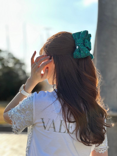 グリーンツイードヘアクリップ | Chame