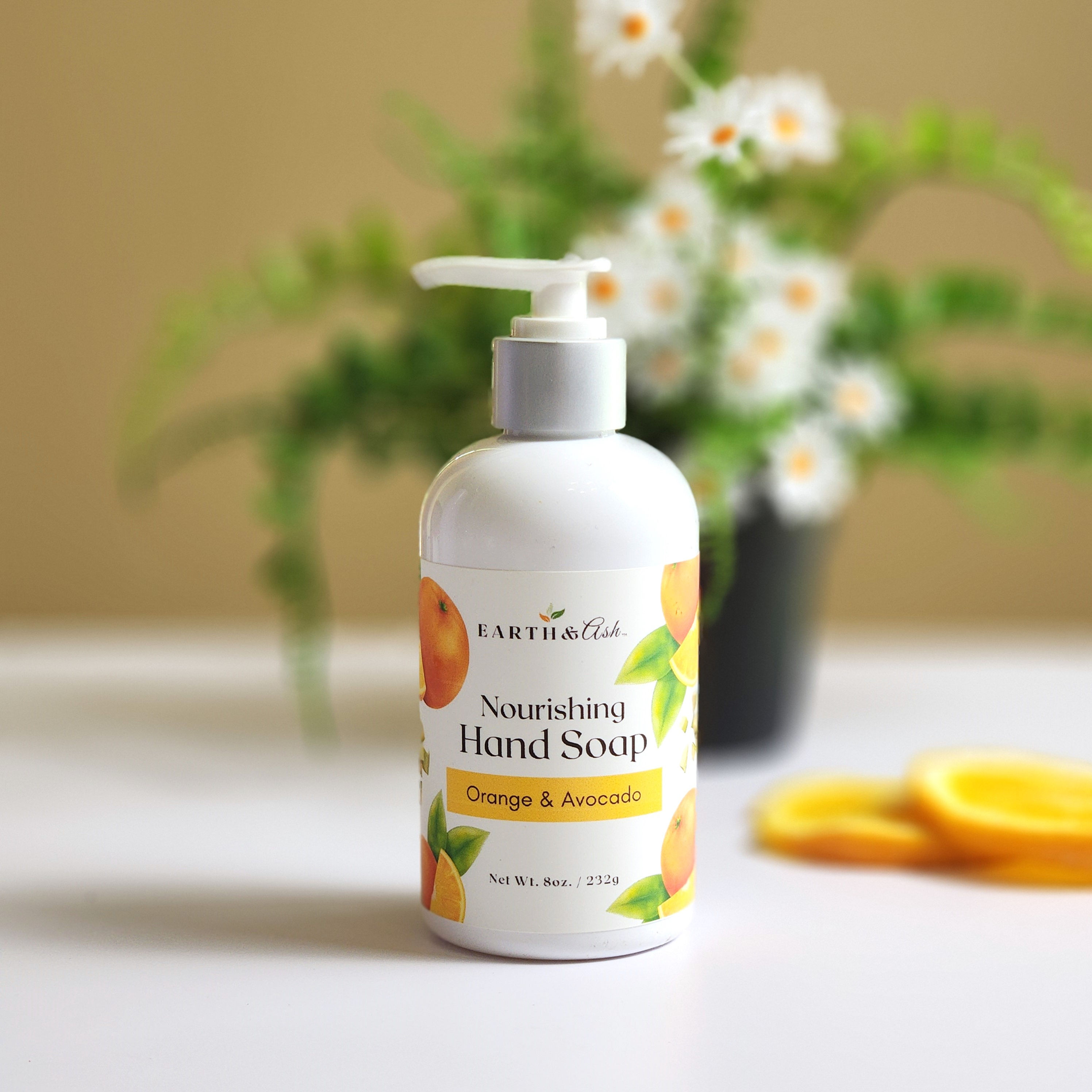 bottle of orange & avocado hand soap