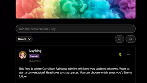 A screenshot of an announcement on the Carrollton Rainbow mobile app.