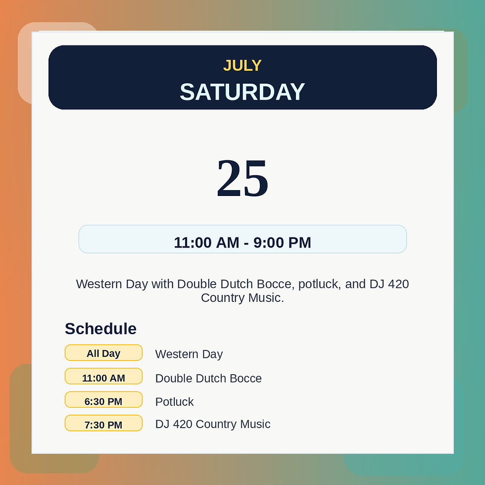 Saturday, July 25 Events