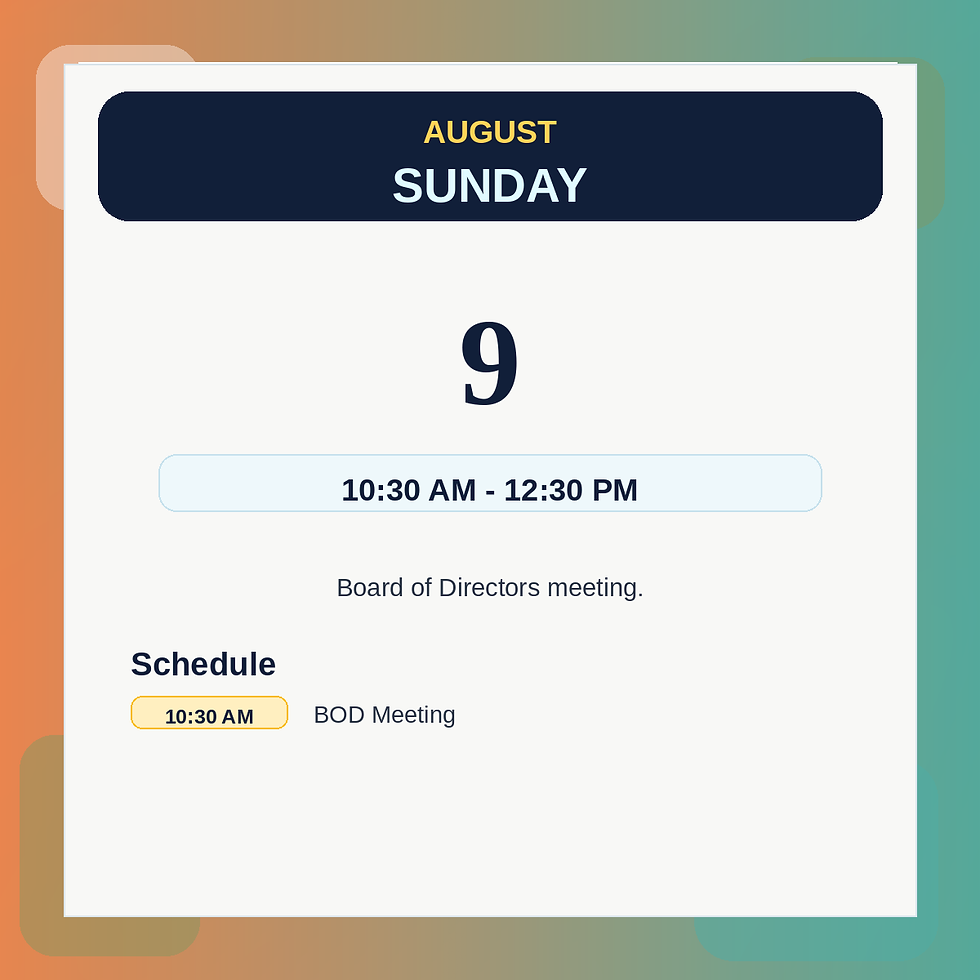 Sunday, August 9 Events