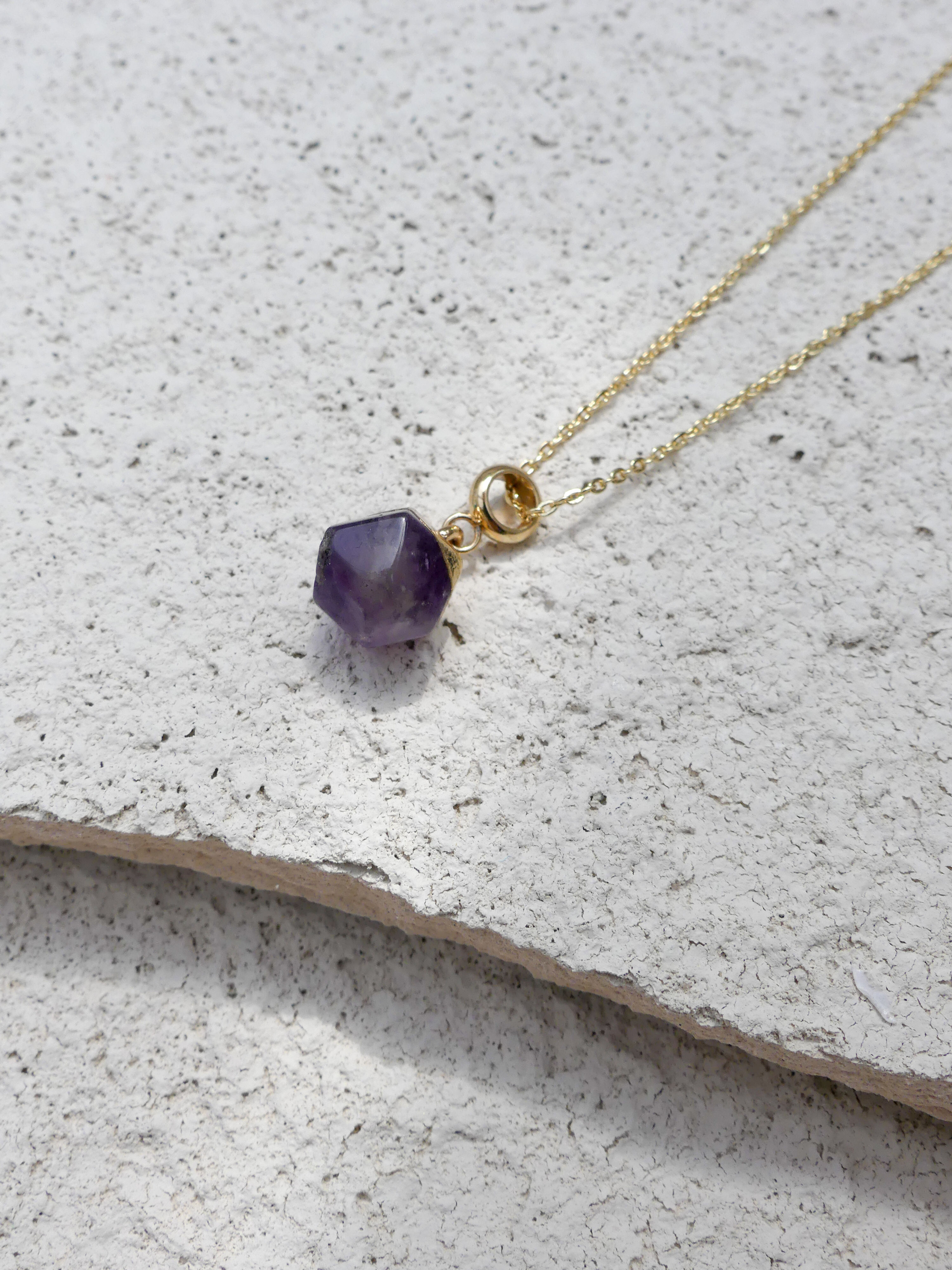 Amethyst Nugget Gold Plated Necklace