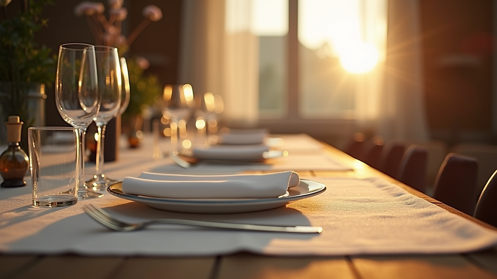 Vue en plongée d'une table élégamment dressée pour un événement haut de gamme