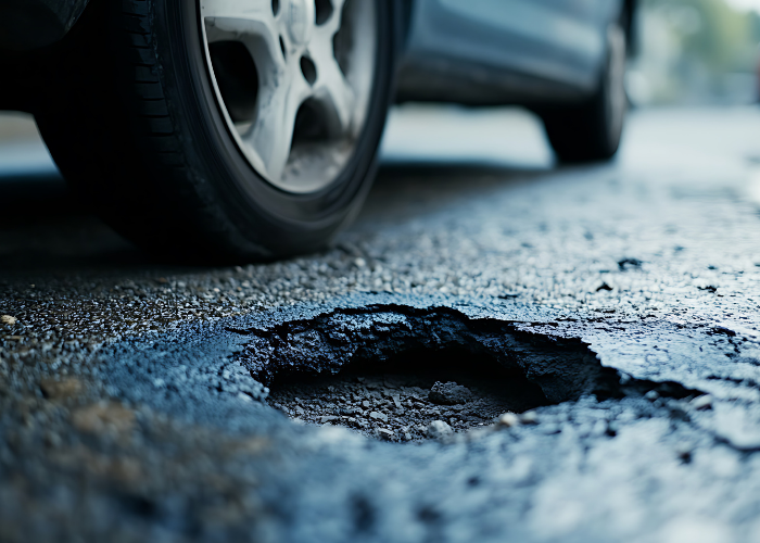 pothole on road