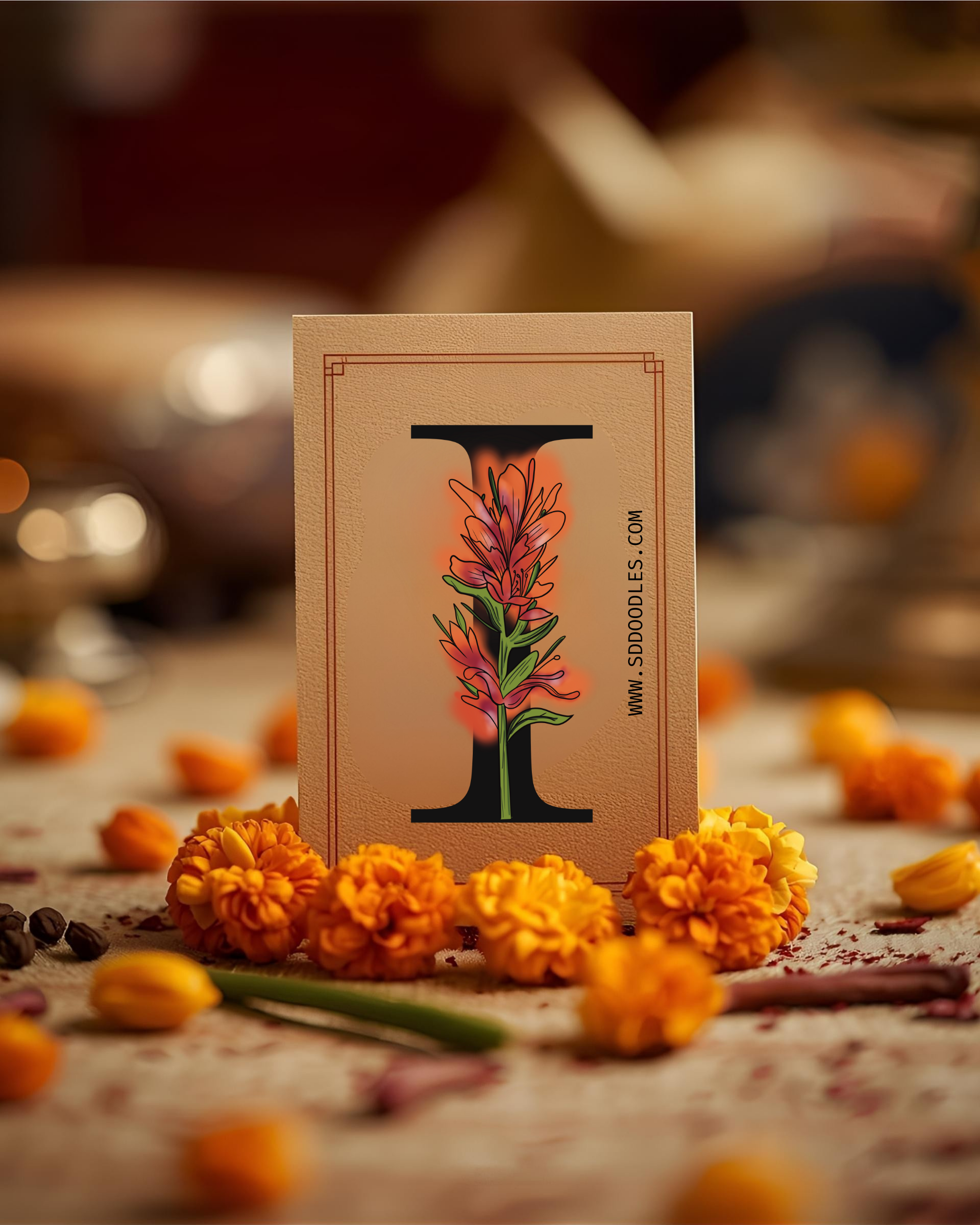 Place card for a festive Indian dinner table