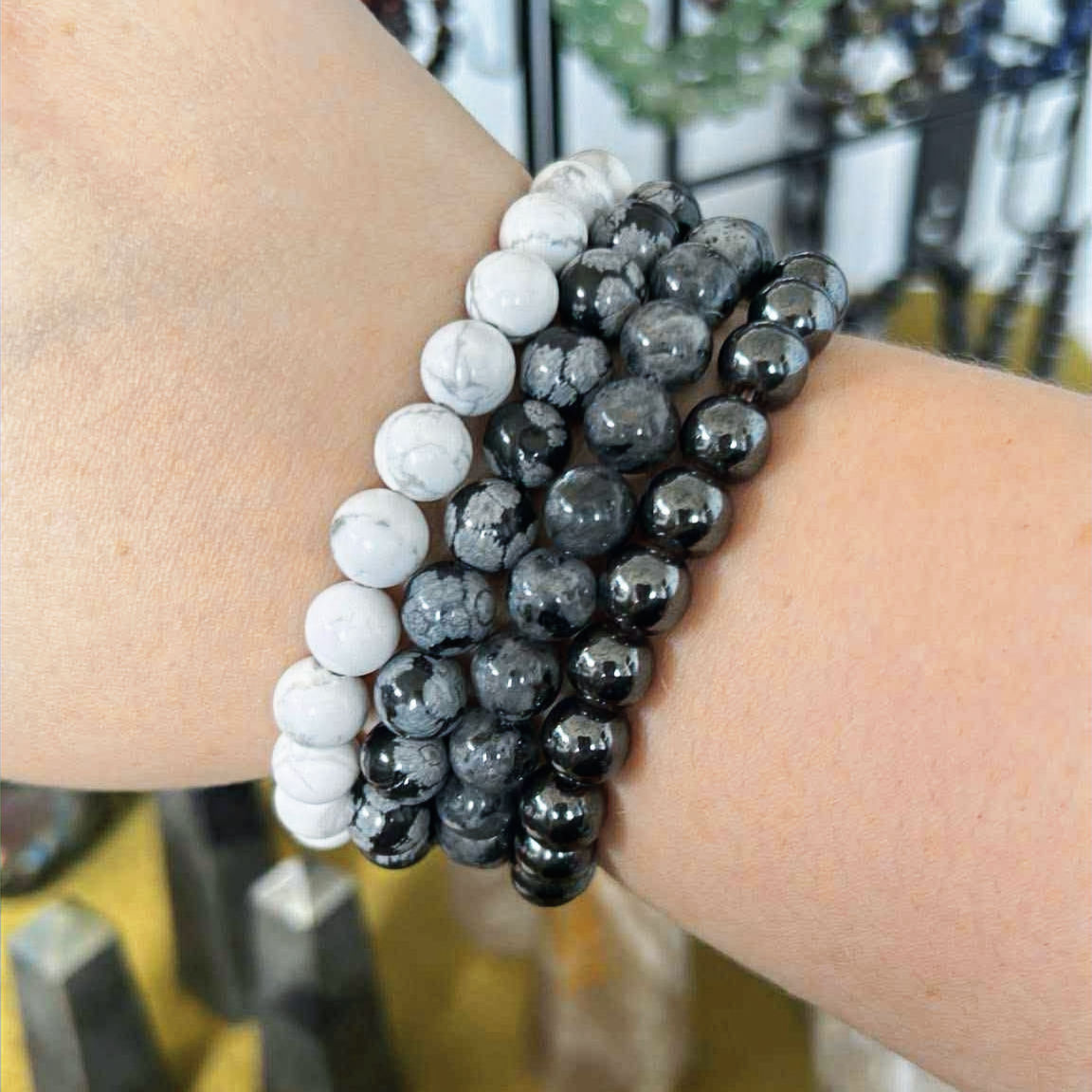 Larvikite Beaded Bracelet 6mm