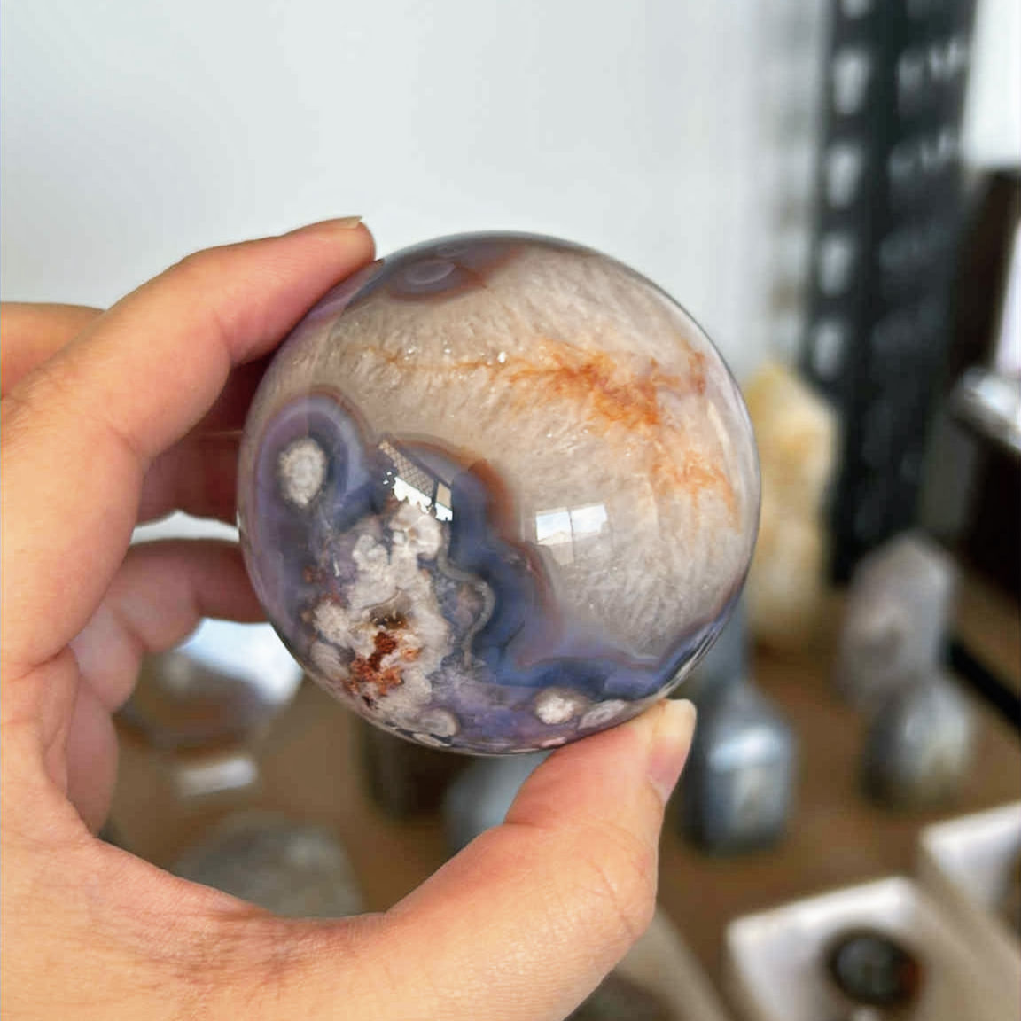 Blue Flower Agate Sphere