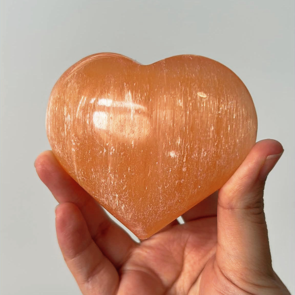 Peach Selenite Heart