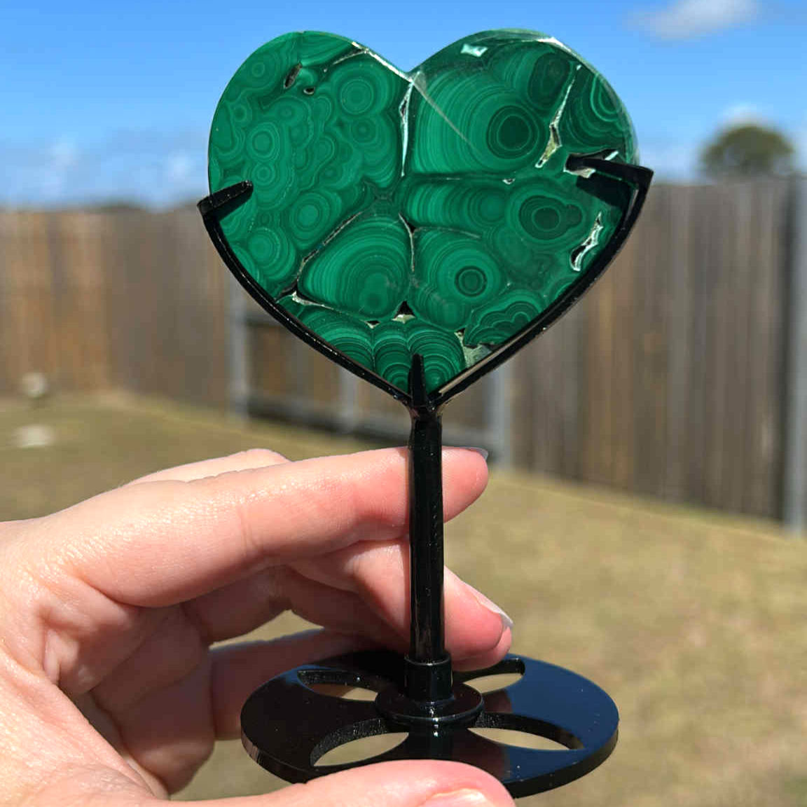 Malachite Heart on Stand