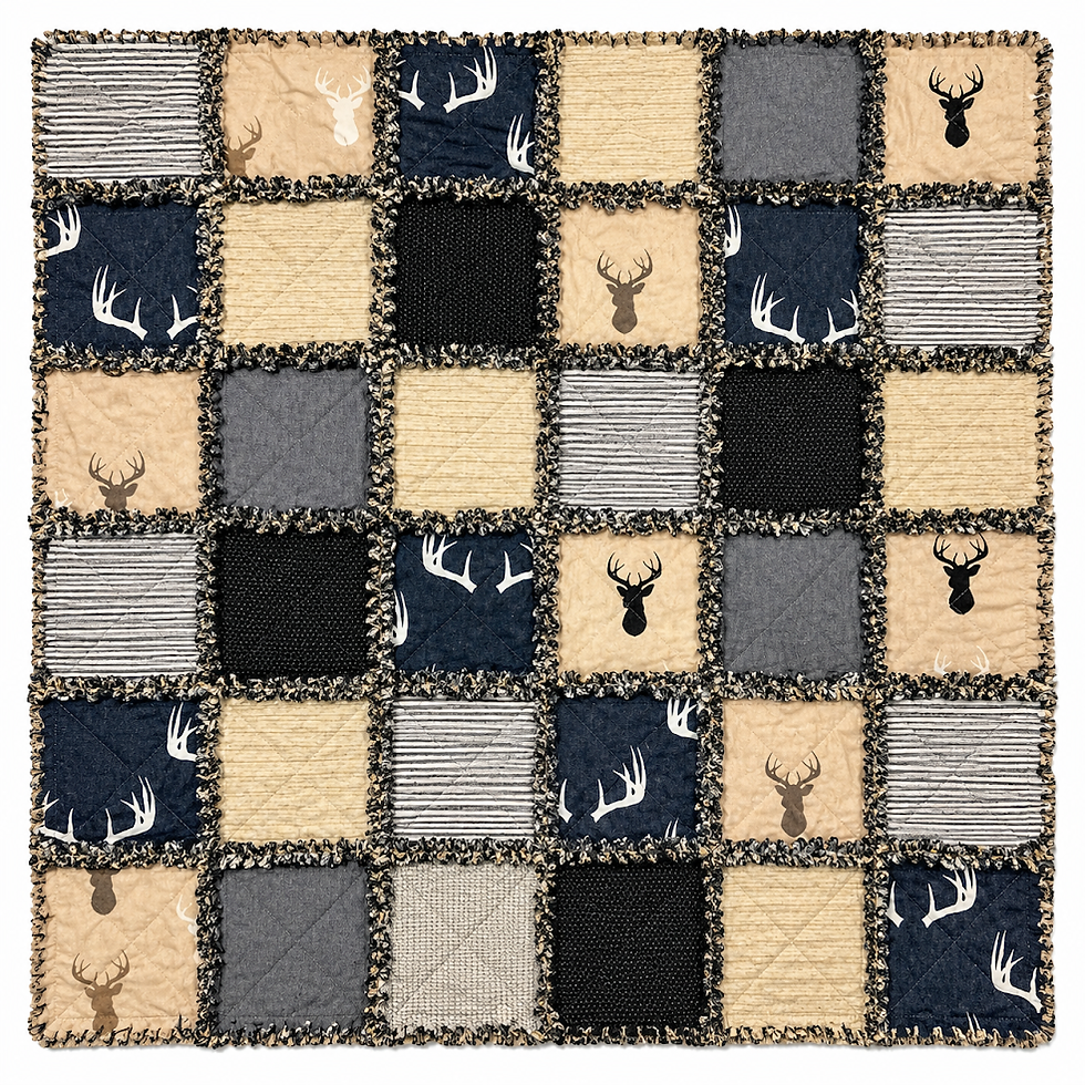 Deer Rag Quilt Blue