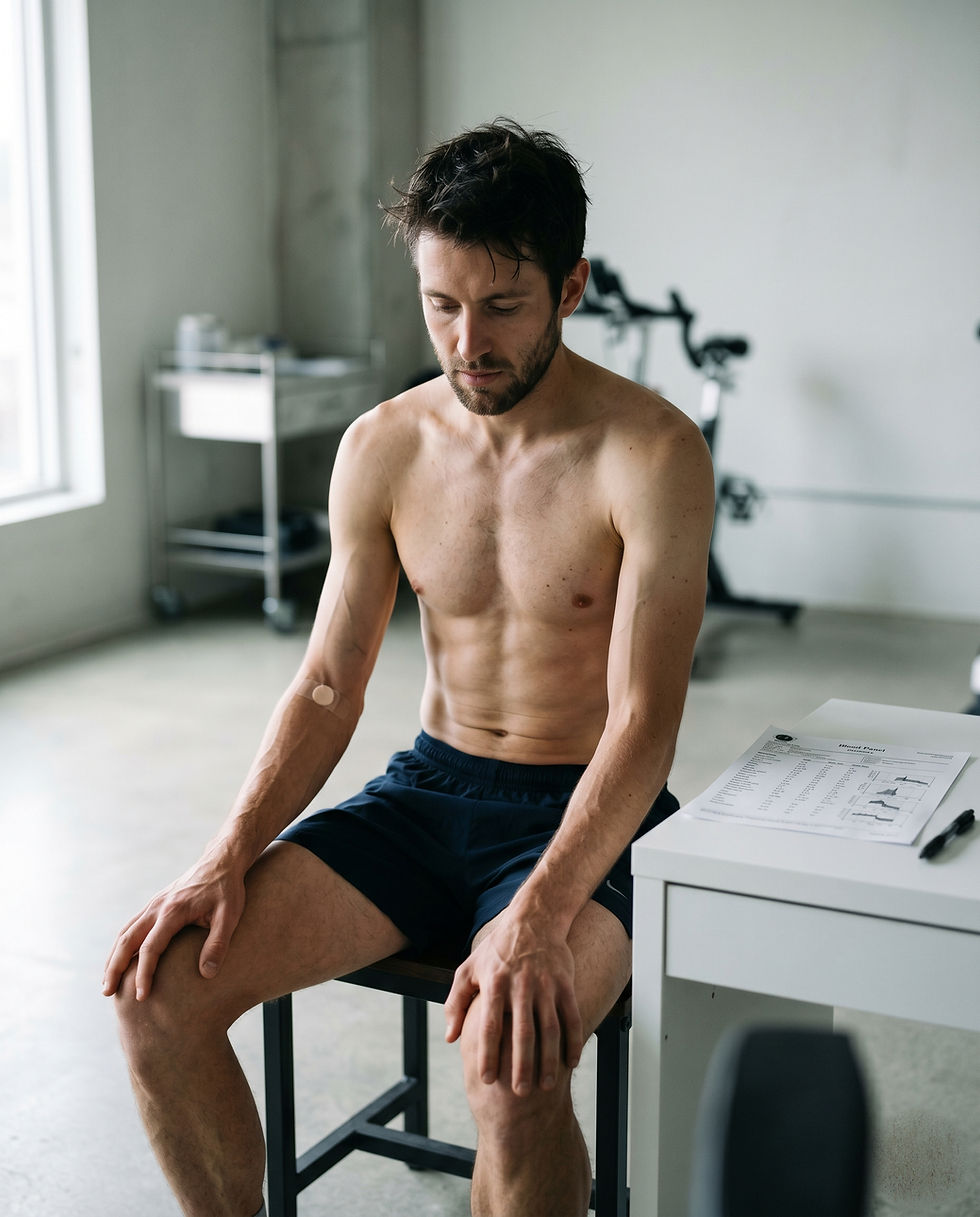 Athlete doing blood testing
