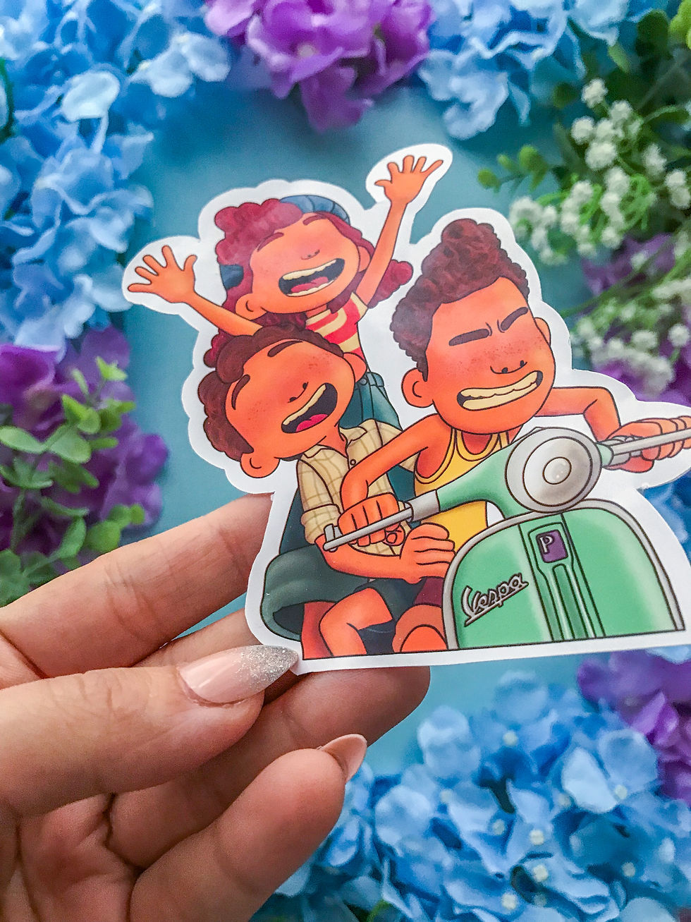 Thumbnail: Luca Alberto & Giulia from LUCA on a Vespa Sticker | Matte or Glossy Paper