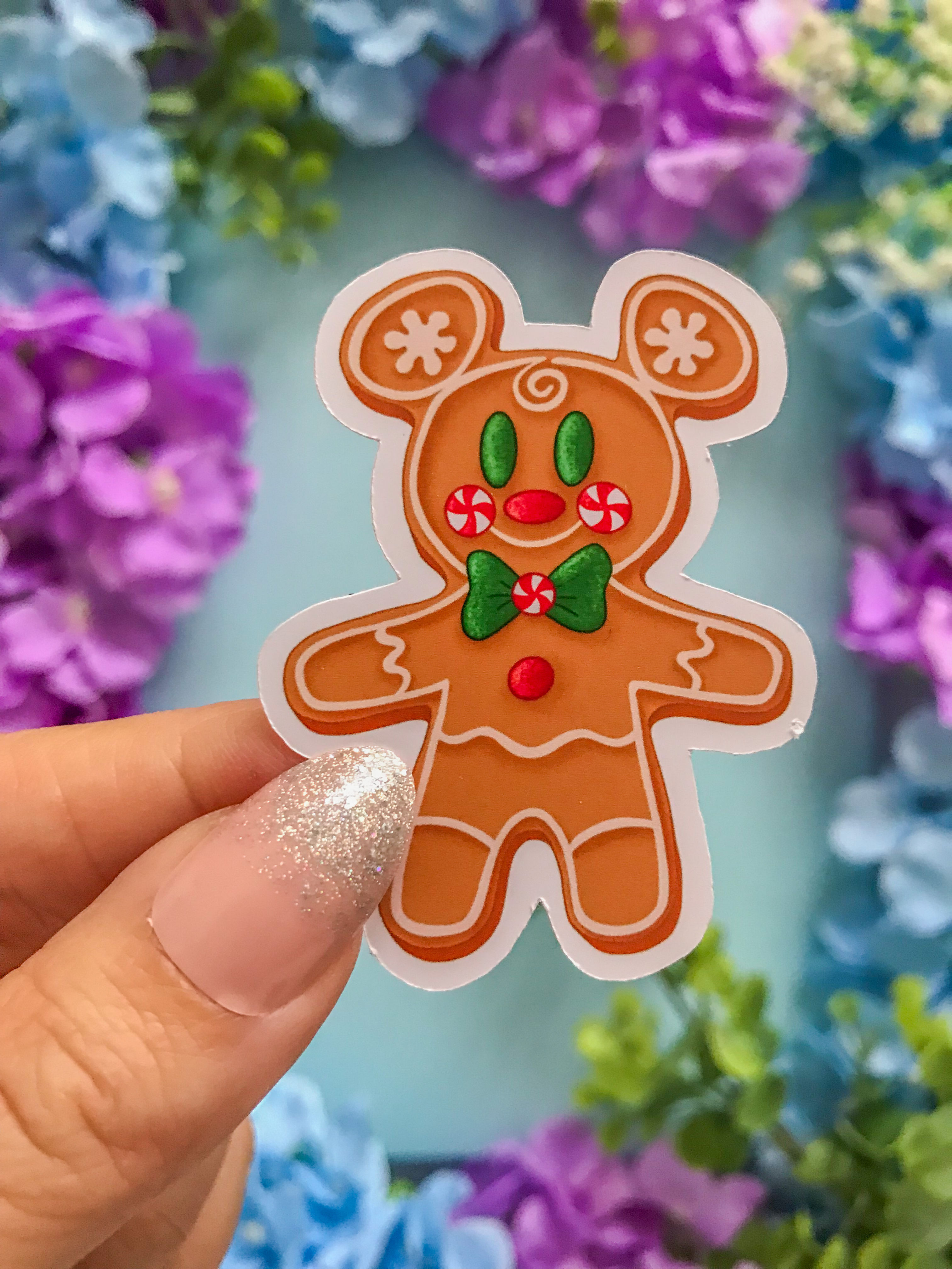 Mickey Mouse Christmas Gingerbread Cookie Sticker | Vinyl, Glossy or Matte