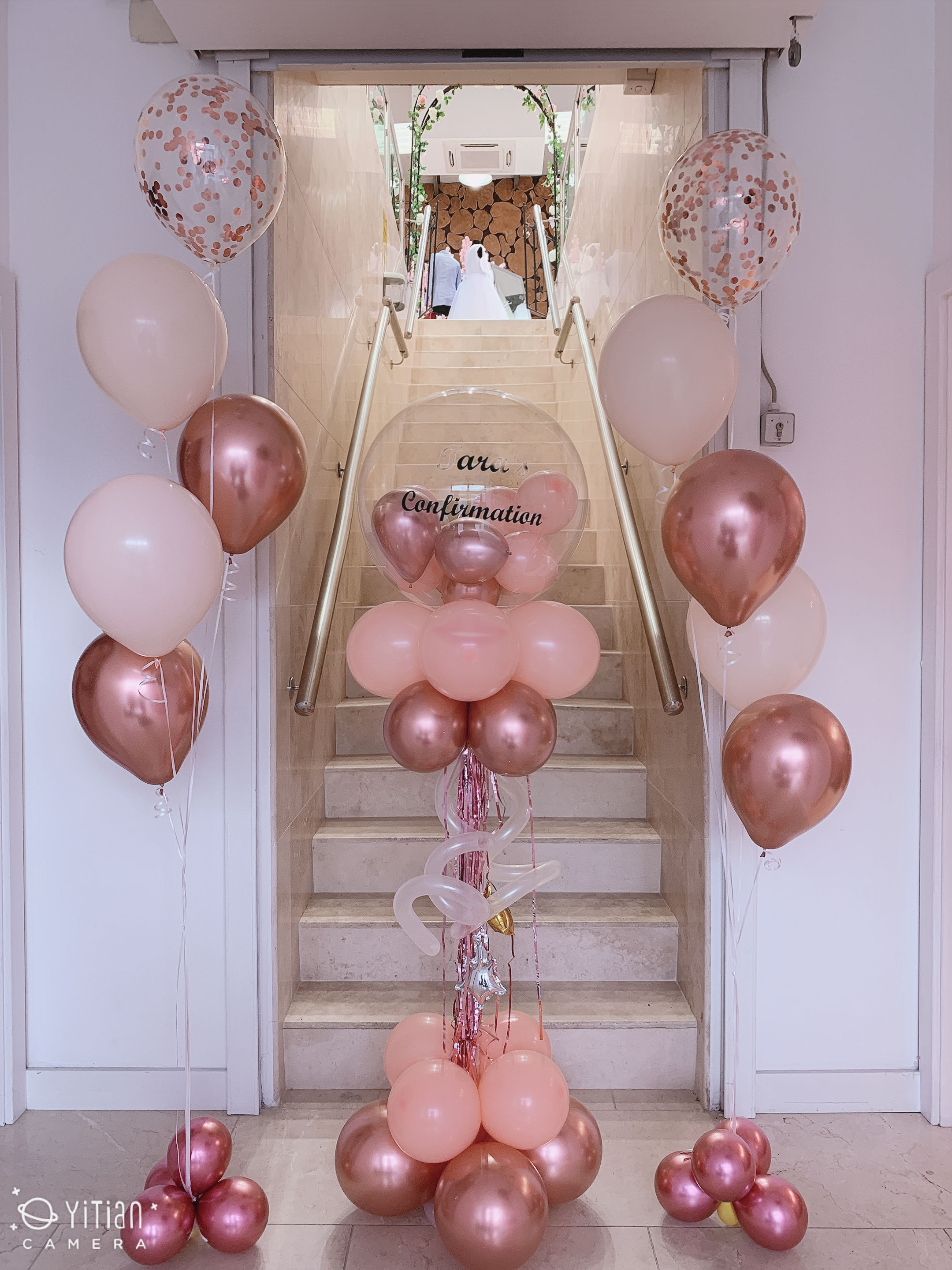 CLEAR BUBBLE BALLOON COLUMN -- ROSE GOLD