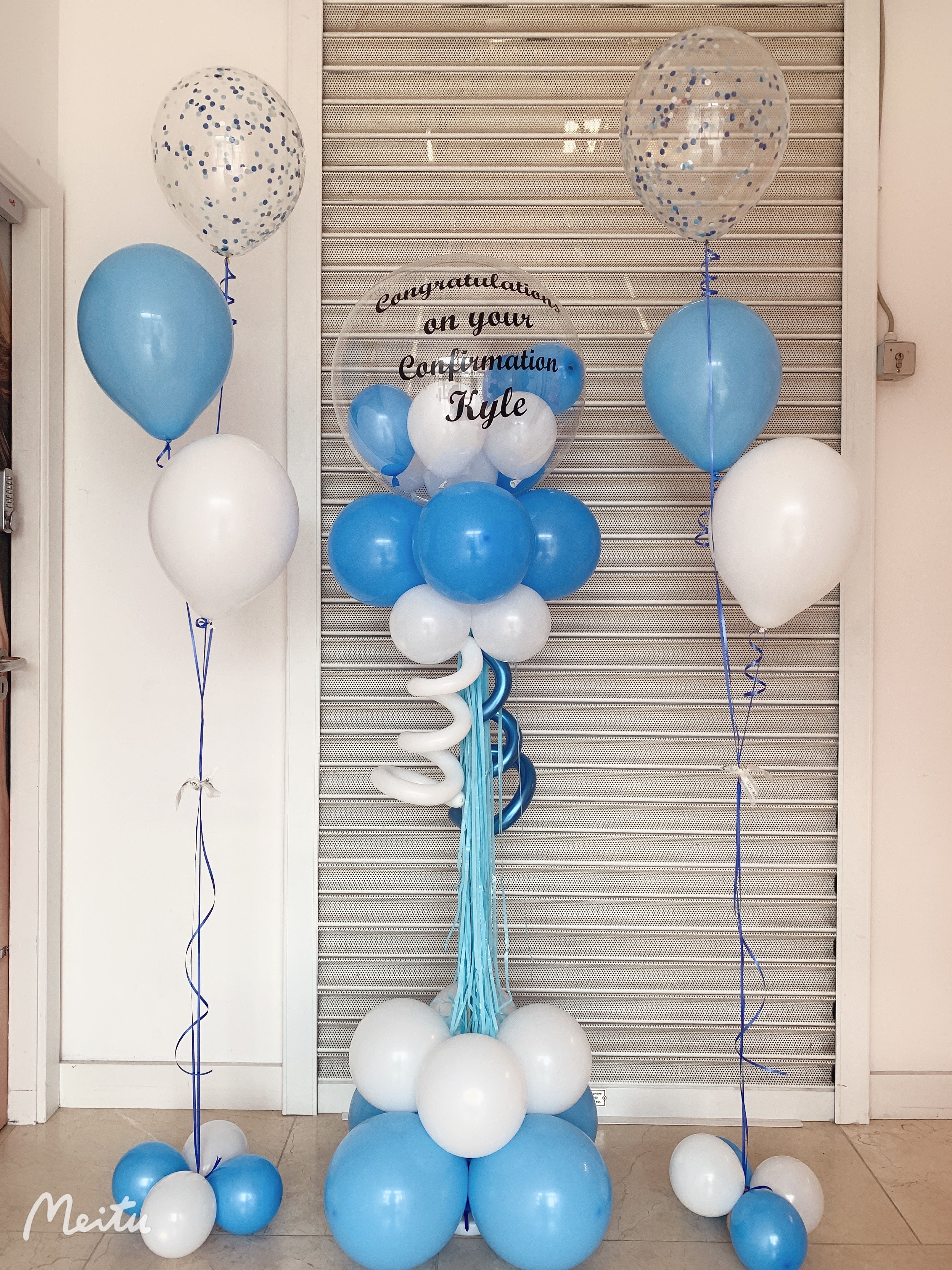 CLEAR BUBBLE BALLOON CLOUMN-- BLUE